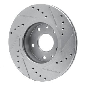 Land Rover Freelander Brake Rotor (1) - Front Left - R1 Concepts - Drilled & Slotted - Silver - `02-`05